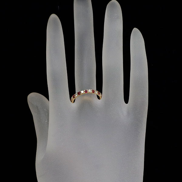 K18YG ルビー ダイヤモンド リング 0.63ct D0.53ct フルエタニティ