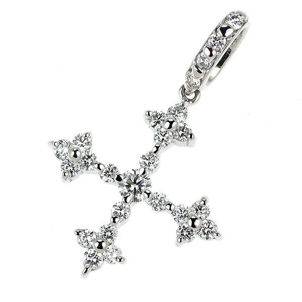 K18WG ダイヤモンド ペンダントトップ 0.30ct クロス