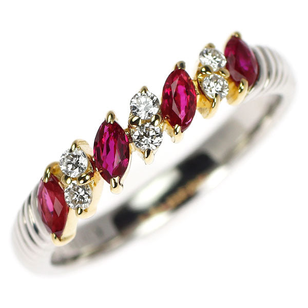 Pt900/K18YG ルビー ダイヤモンド リング 0.40ct D0.12ct