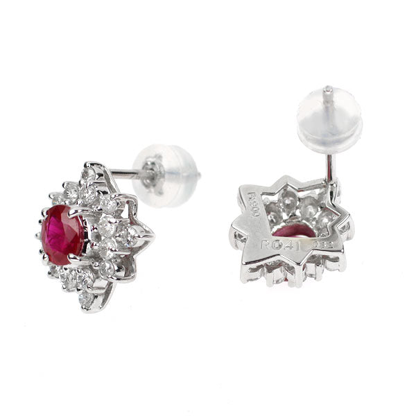 Pt900 ルビー ダイヤモンド ピアス 0.93ct D0.64ct