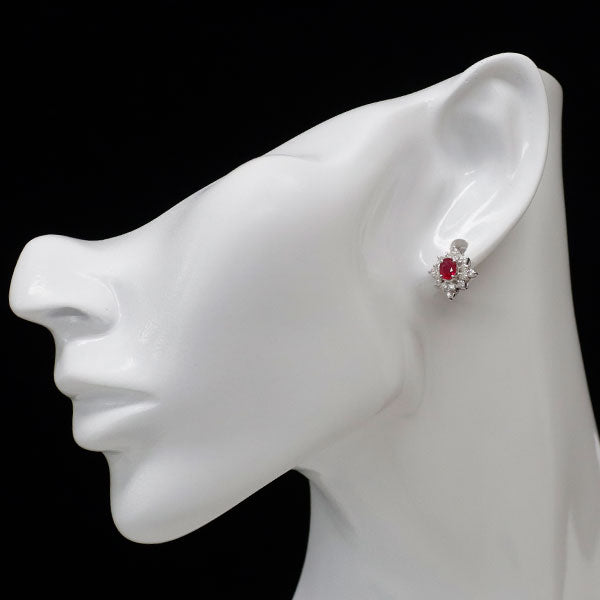 Pt900 ルビー ダイヤモンド ピアス 0.93ct D0.64ct