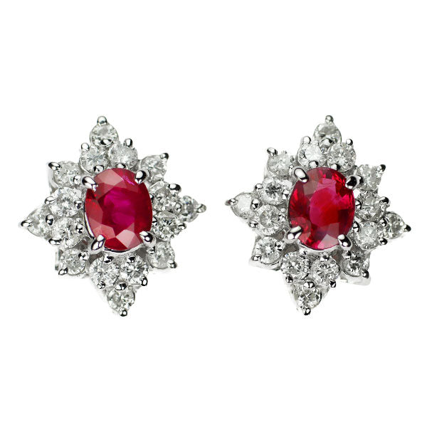 Pt900 ルビー ダイヤモンド ピアス 0.93ct D0.64ct