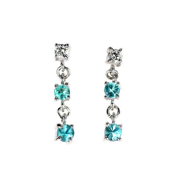 K18WG パライバ トルマリン ダイヤモンド ピアス 0.14ct D0.05ct