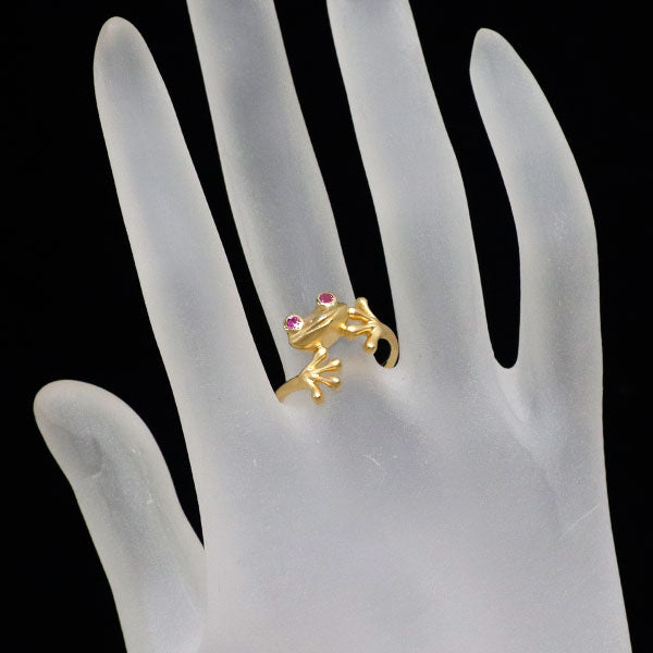 K18YG ピンクサファイア リング 0.07ct カエル