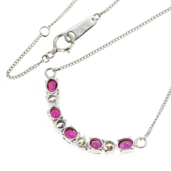 Pt850 ルビー ダイヤモンド ペンダントネックレス 1.40ct 0.D42ct