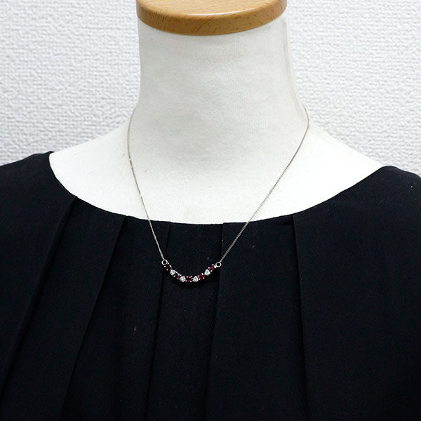 Pt850 ルビー ダイヤモンド ペンダントネックレス 1.40ct 0.D42ct