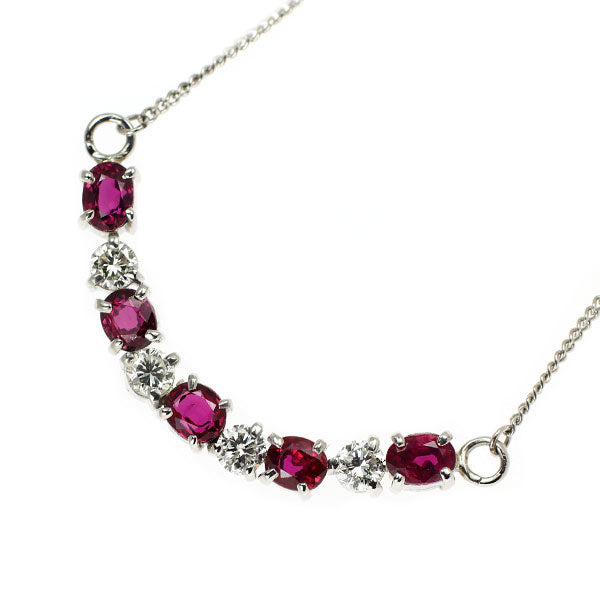Pt850 ルビー ダイヤモンド ペンダントネックレス 1.40ct 0.D42ct