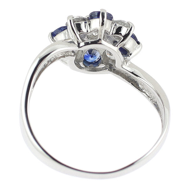 Pt900 サファイア ダイヤモンド リング 0.43ct D0.58ct