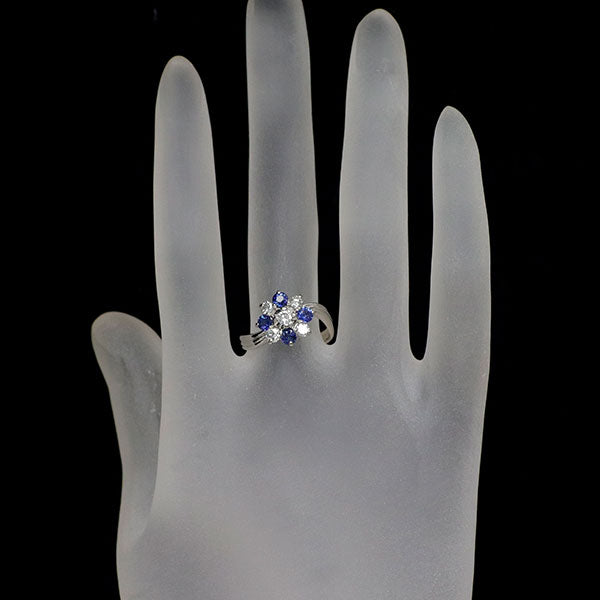 Pt900 サファイア ダイヤモンド リング 0.43ct D0.58ct