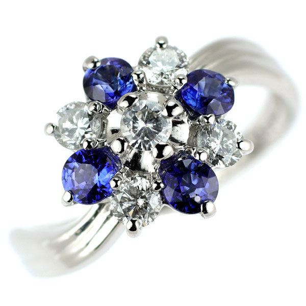 Pt900 サファイア ダイヤモンド リング 0.43ct D0.58ct