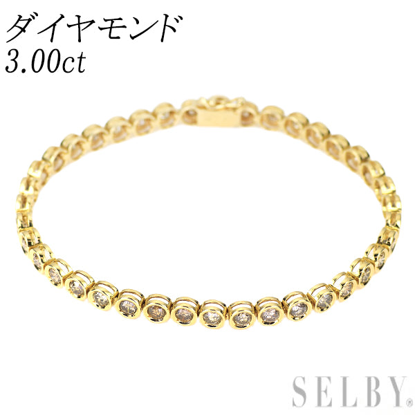 K18YG ダイヤモンド テニス ブレスレット 3.00ct