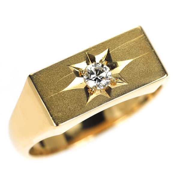K18YG ダイヤモンド リング 0.14ct 印台