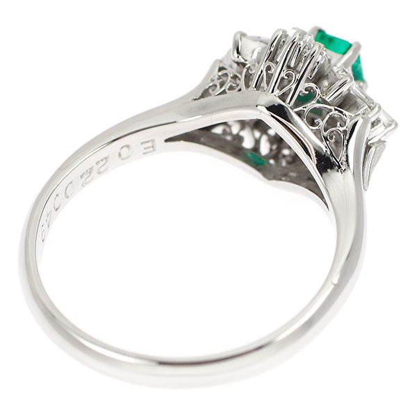 Pt900 エメラルド ダイヤモンド リング 0.22ct D0.49ct