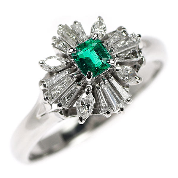 Pt900 エメラルド ダイヤモンド リング 0.22ct D0.49ct