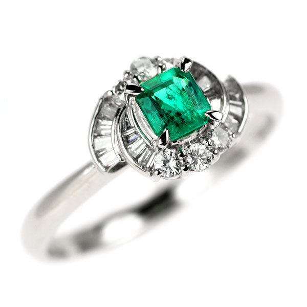 Pt900 エメラルド ダイヤモンド リング 0.40ct D0.36ct