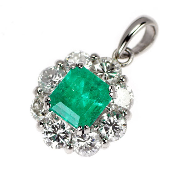 Pt900 エメラルド ダイヤモンド ペンダントトップ 0.89ct D1.05ct