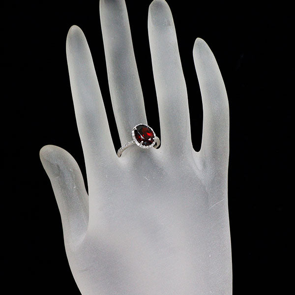 Pt950 ガーネット ダイヤモンド リング 2.98ct D0.28ct