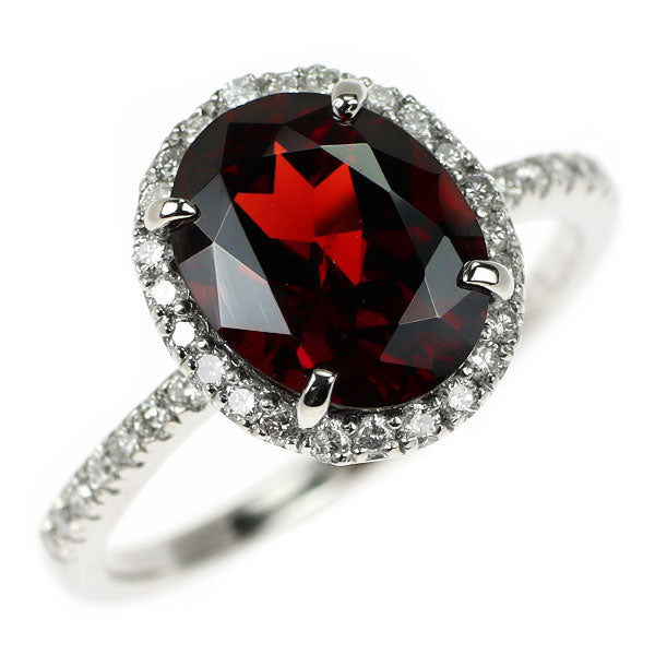 Pt950 ガーネット ダイヤモンド リング 2.98ct D0.28ct