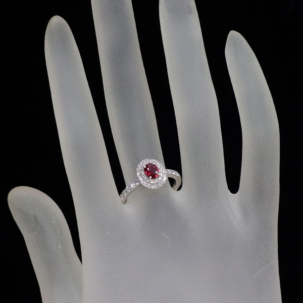 Pt950 非加熱 ピジョンブラッドルビー ダイヤモンド リング 0.38ct D0.44ct