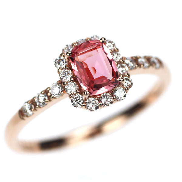 KU✩.*˚＊ K18PGパパラチアサファイアダイヤモンドリング＊ パパラチアサファイア/ダイヤモンド K18リング(クレサンベール