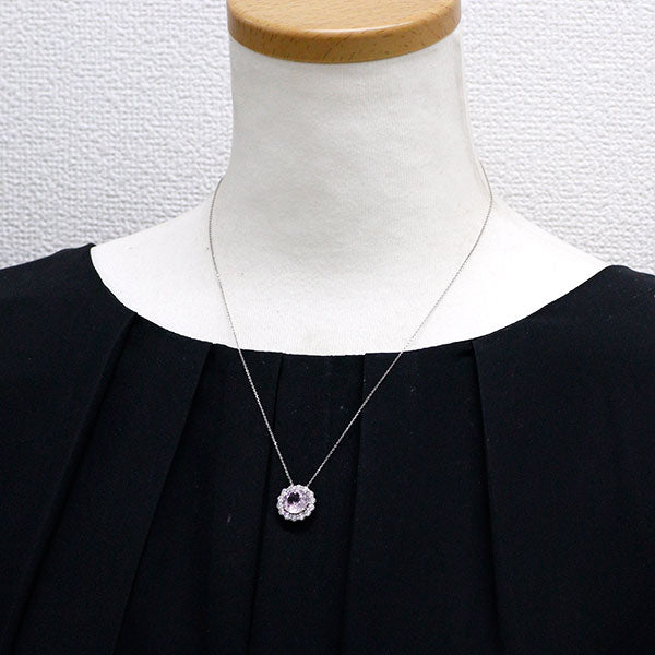 Pt950/ Pt850 クンツァイト ダイヤモンド ペンダントネックレス 3.00ct D0.85ct