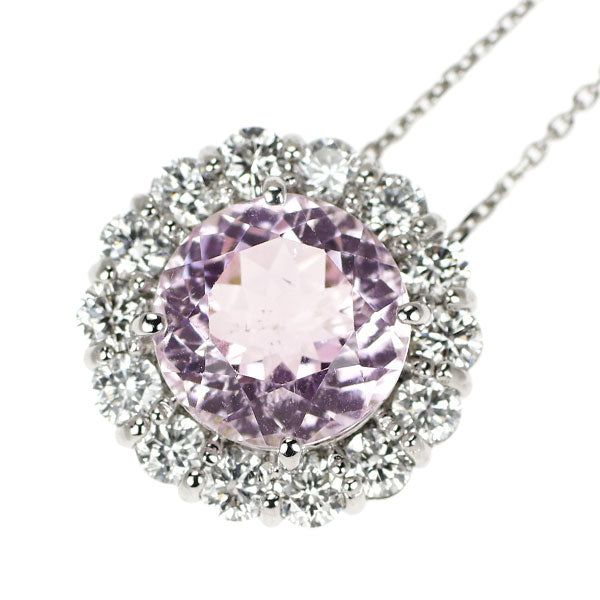 Pt950/ Pt850 クンツァイト ダイヤモンド ペンダントネックレス 3.00ct D0.85ct