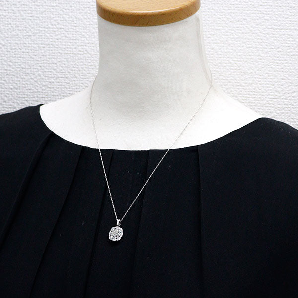 Pt950/ Pt850 プリンセスカット ダイヤモンド ペンダントネックレス 0.50ct M IF EX/EX D0.91ct