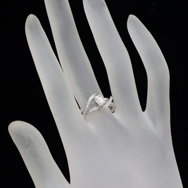 Pt950 エメラルドカット ダイヤモンド リング 0.51ct J IF D0.29ct