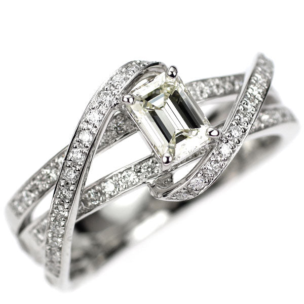 Pt950 エメラルドカット ダイヤモンド リング 0.51ct J IF D0.29ct