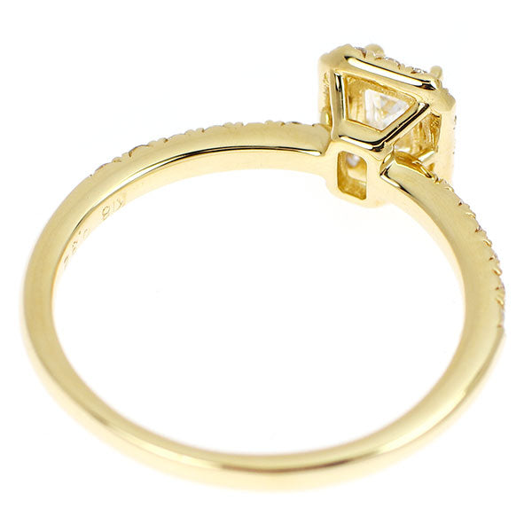 K18YG エメラルドカット ダイヤモンド リング 0.32ct D VS2 D0.28ct