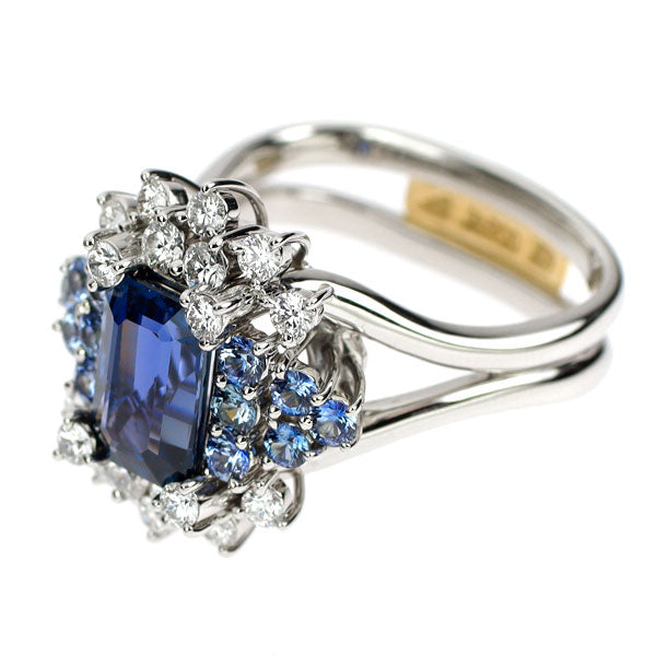 Pt900/ K18YG ビルマ産 非加熱カラーチェンジサファイア ダイヤモンド リング 2.80ct S0.686ct D0.705ct