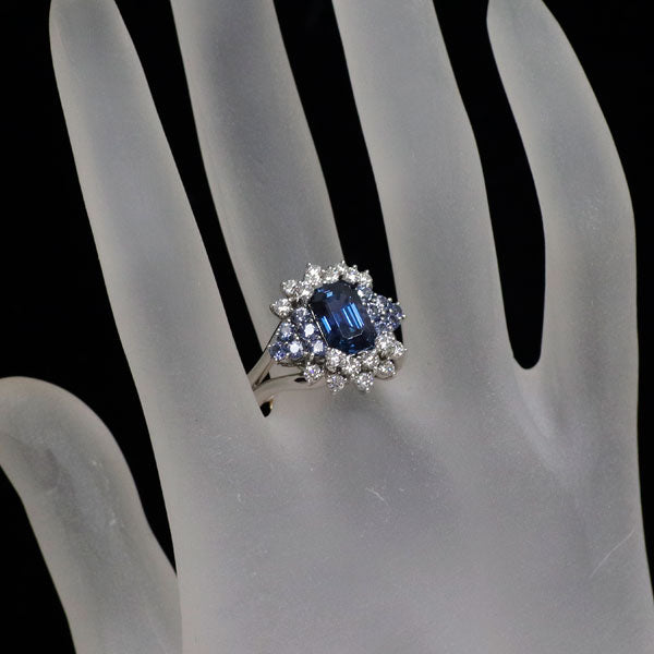 Pt900/ K18YG ビルマ産 非加熱カラーチェンジサファイア ダイヤモンド リング 2.80ct S0.686ct D0.705ct