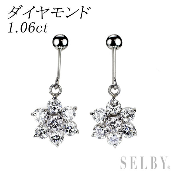 Pt850 ダイヤモンド イヤリング 1.06ct フラワー