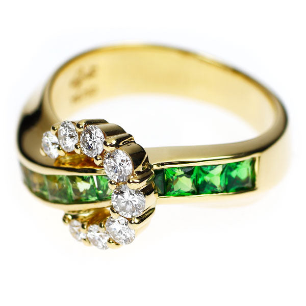 ジュネ K18YG グロッシュラーガーネット ダイヤモンド リング 1.13ct D0.41ct