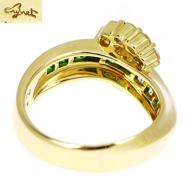 ジュネ K18YG グロッシュラーガーネット ダイヤモンド リング 1.13ct D0.41ct