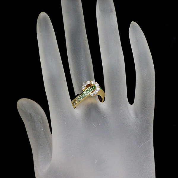ジュネ K18YG グロッシュラーガーネット ダイヤモンド リング 1.13ct D0.41ct