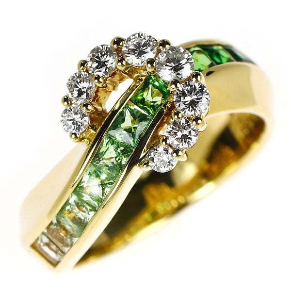 ジュネ K18YG グロッシュラーガーネット ダイヤモンド リング 1.13ct D0.41ct