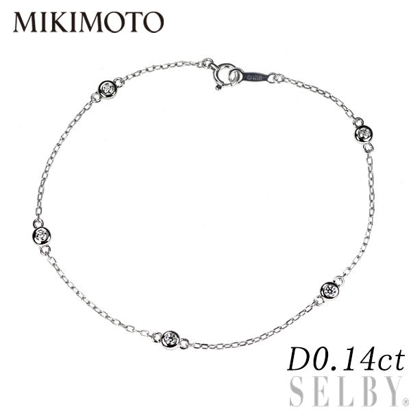 ミキモト K18WG ダイヤモンド ブレスレット 0.14ct ステーション