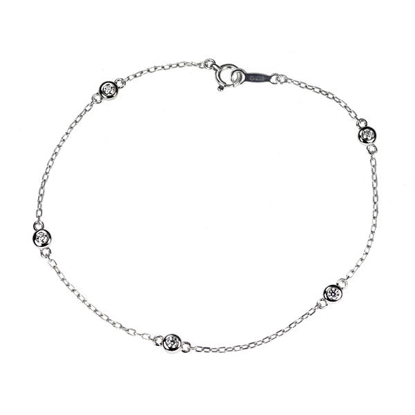 ミキモト K18WG ダイヤモンド ブレスレット 0.14ct ステーション