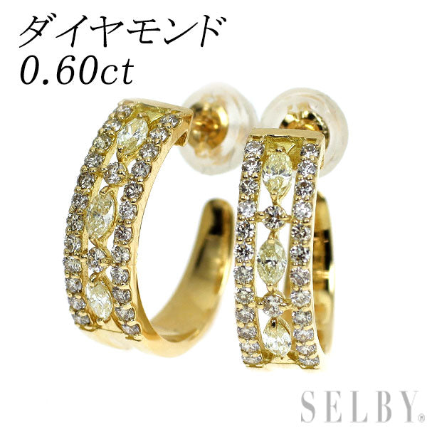 K18YG ダイヤモンド フープ ピアス 0.60ct