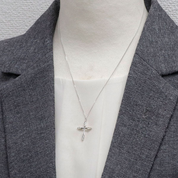 K18WG ダイヤモンド ペンダントネックレス 0.51ct クロス