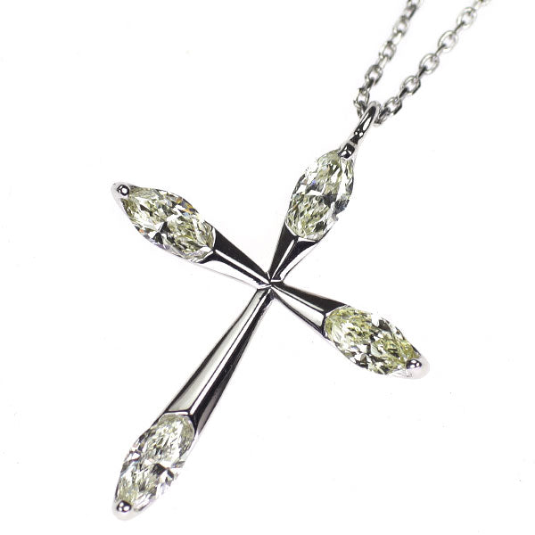 K18WG ダイヤモンド ペンダントネックレス 0.51ct クロス