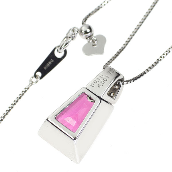K18WG ピンクトルマリン ダイヤモンド ペンダントネックレス 4.501ct D0.10ct
