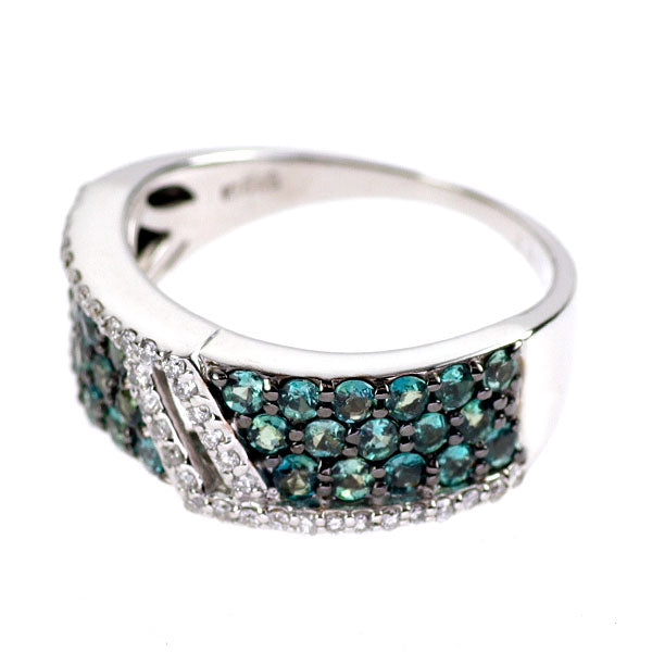 希少 ブラックメッキ/ K18WG アレキサンドライト ダイヤモンド リング 1.07ct D0.19ct