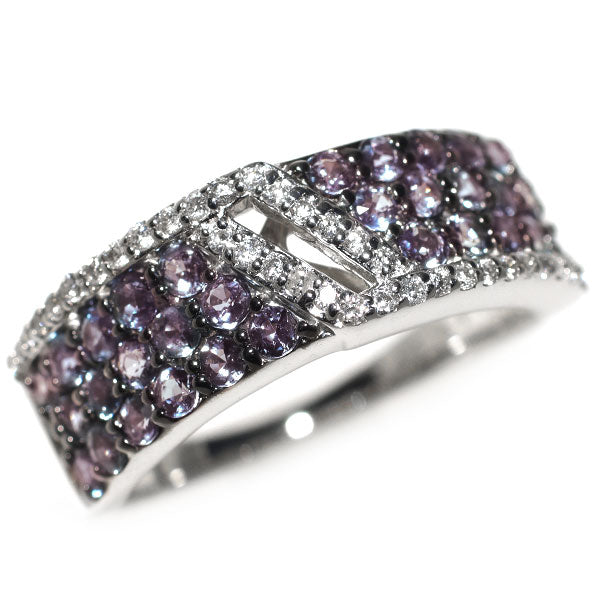 希少 ブラックメッキ/ K18WG アレキサンドライト ダイヤモンド リング 1.07ct D0.19ct