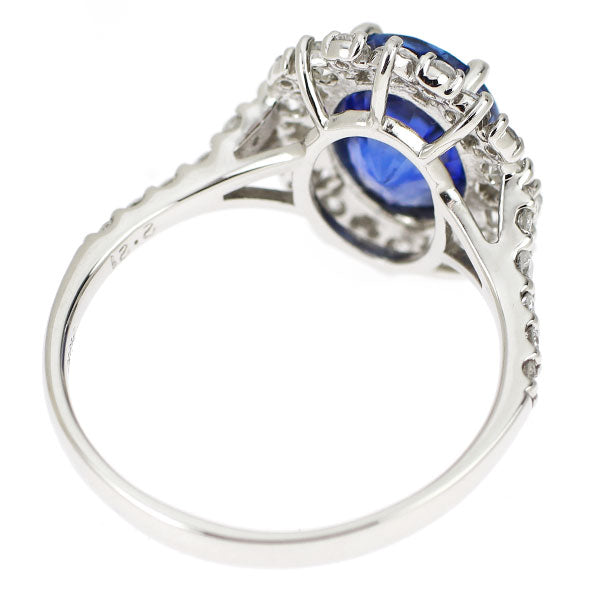 Pt950 スリランカ産非加熱 サファイア ダイヤモンド リング 2.21ct D0.56ct