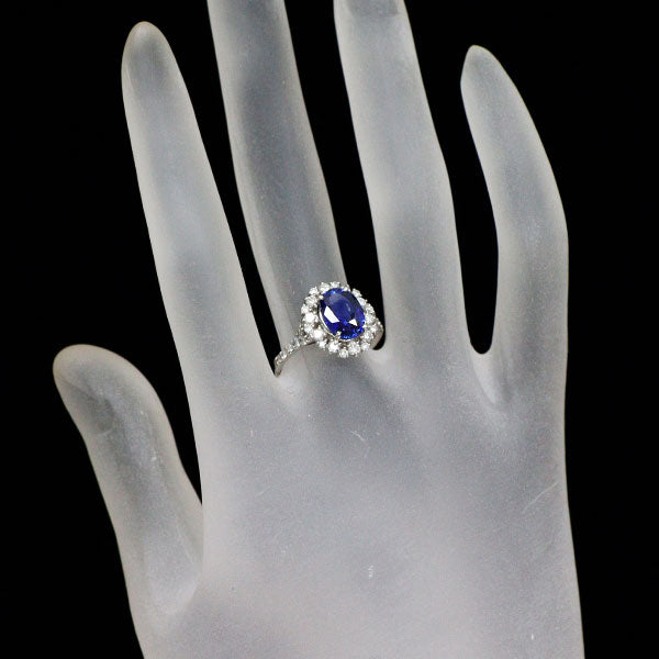 Pt950 スリランカ産非加熱 サファイア ダイヤモンド リング 2.21ct D0.56ct