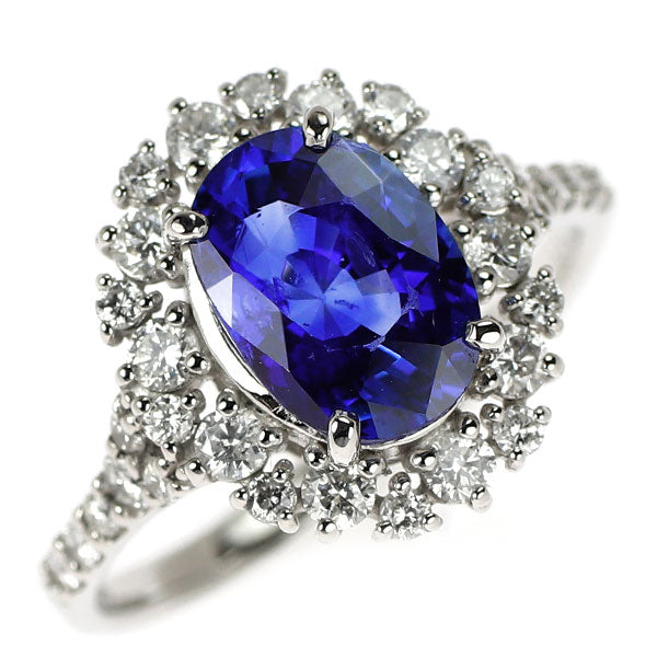 Pt950 スリランカ産非加熱 サファイア ダイヤモンド リング 2.21ct D0.56ct