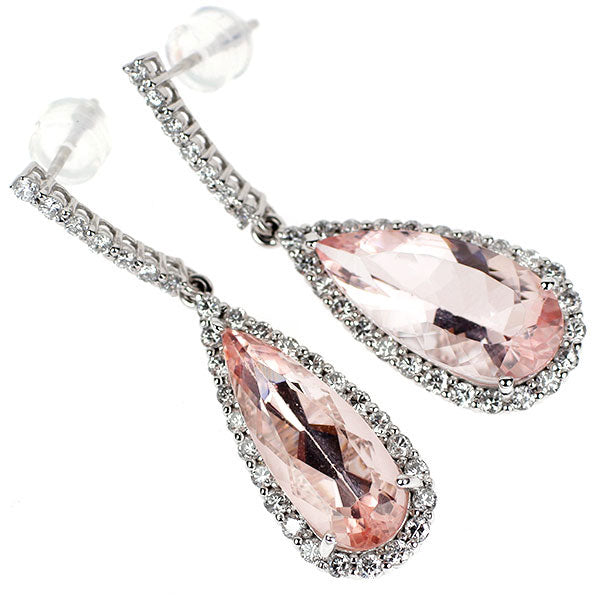 K18WG モルガナイト ダイヤモンド ピアス 8.15ct D1.12ct