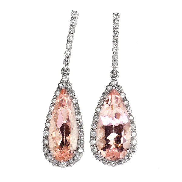 K18WG モルガナイト ダイヤモンド ピアス 8.15ct D1.12ct